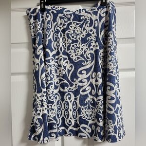 Sami & Jo- Womens Chic Blue & White Floral Brocade Patterned Skirt - Size XL EUC